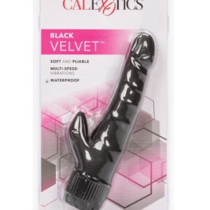 Black Velvet Clit Arouser Realistic Rabbit Vibrator - Black