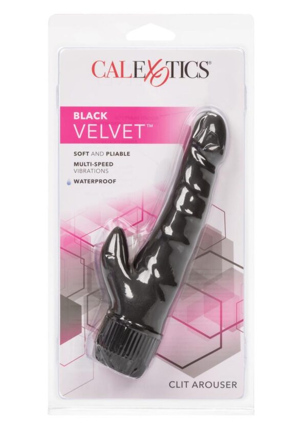 Black Velvet Clit Arouser Realistic Rabbit Vibrator - Black