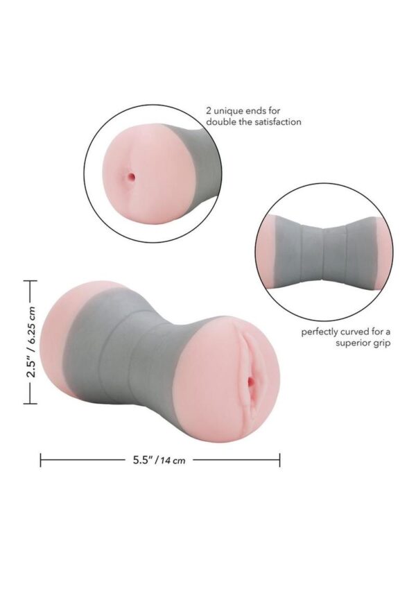 Travel Gripper Dual Density Stroker - Pussy and Ass - Pink - Image 4