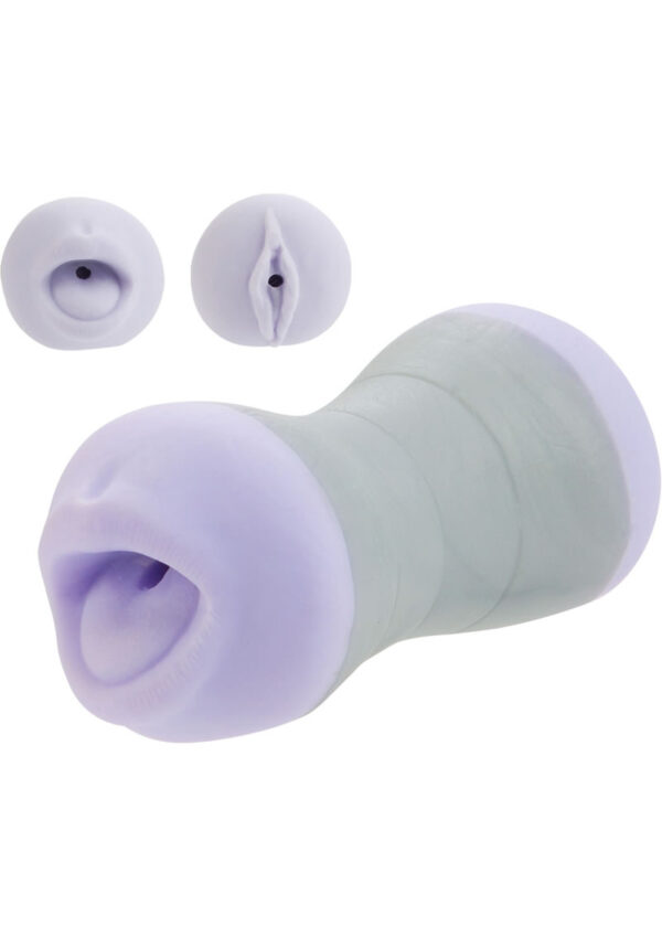 Travel Gripper Dual Density Stroker - Mouth and Pussy - Purple - Image 2