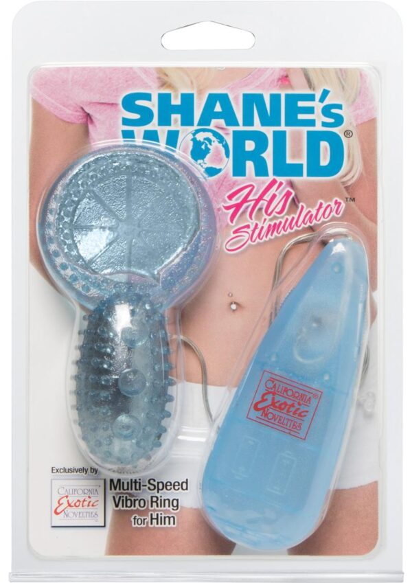 Shane`s World His Stimulator Vibrating Cock Ring with Wired Remote Control - Blue