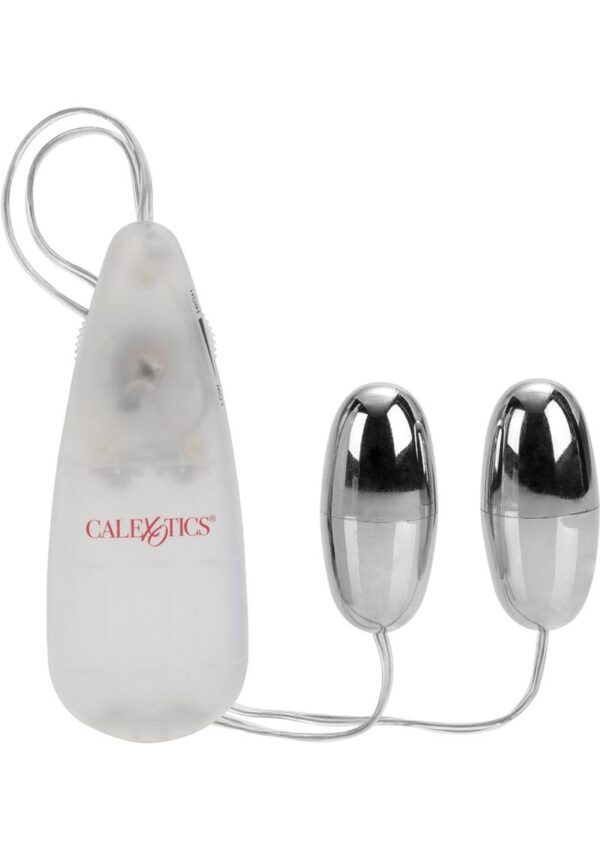 Pocket Exotics Vibrating Double Silver Bullets with Wired Remote Control - Silver - Image 2
