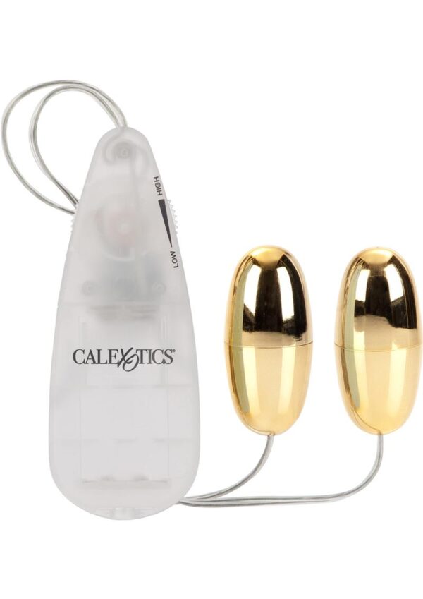 Pocket Exotics Vibrating Double Gold Bullets with Wired Remote Control - Gold - Image 2