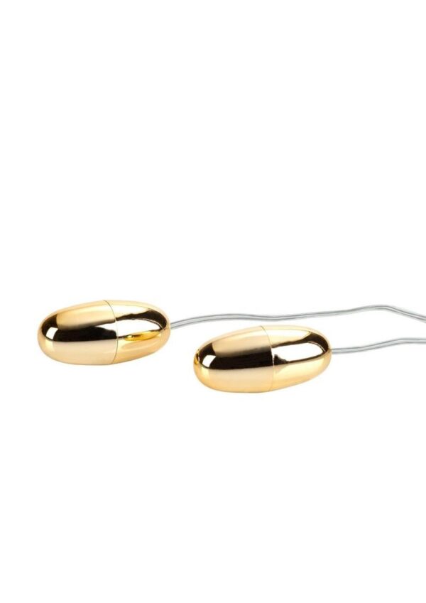 Pocket Exotics Vibrating Double Gold Bullets with Wired Remote Control - Gold - Image 3