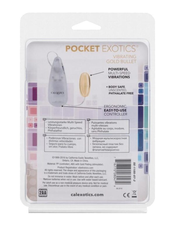 Pocket Exotics Vibrating Gold Bullet with Wired Remote Control - Gold - Image 4