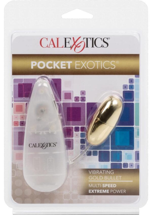 Pocket Exotics Vibrating Gold Bullet with Wired Remote Control - Gold