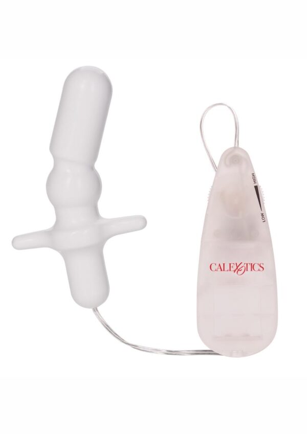 Pocket Exotics Anal T Vibrating Butt Plug and Wired Remote Control - Ivory - Image 2