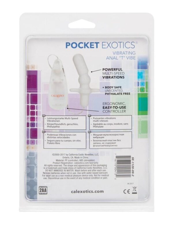 Pocket Exotics Anal T Vibrating Butt Plug and Wired Remote Control - Ivory - Image 4