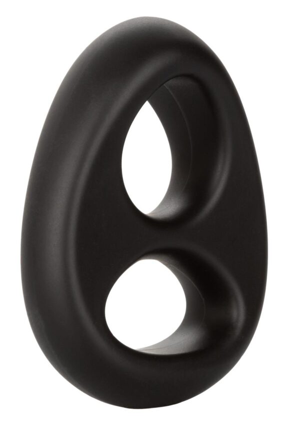 Ultra-Soft Dual Ring Silicone Cock Ring - Black - Image 2
