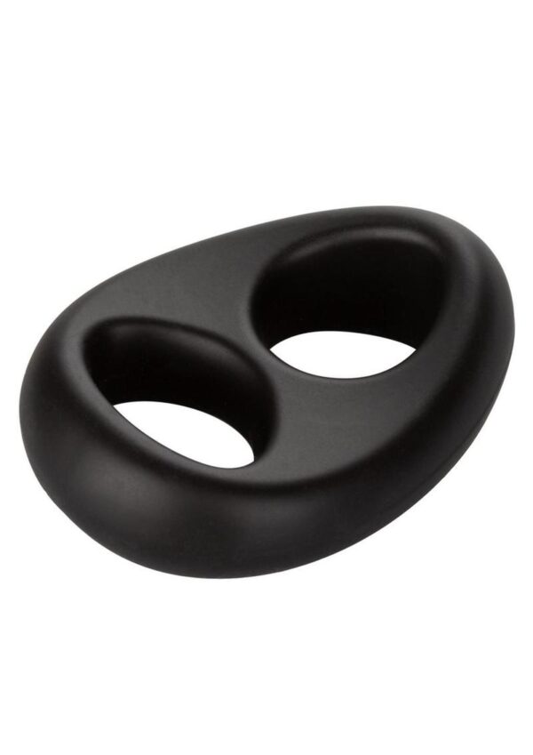 Ultra-Soft Dual Ring Silicone Cock Ring - Black - Image 3