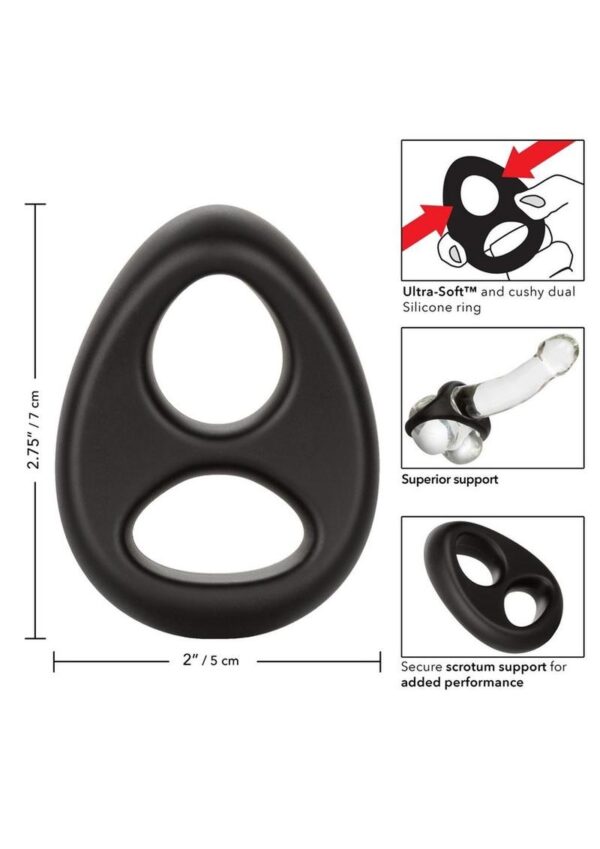 Ultra-Soft Dual Ring Silicone Cock Ring - Black - Image 4