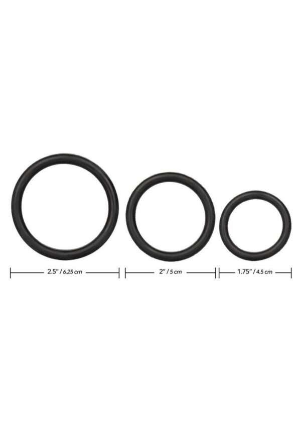 Black Rubber Cock Rings (3 Piece Set) - Black - Image 4