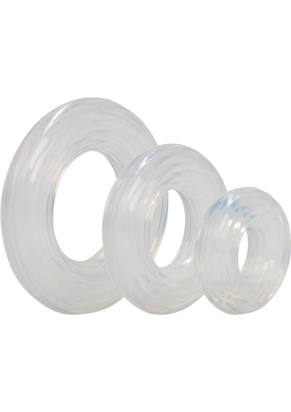 Premium Silicone Cock Ring Set (3 Piece Set) - Clear - Image 2
