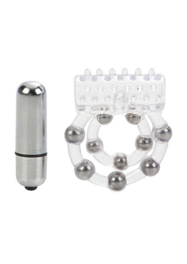 10 Bead Maximus Ring Vibrating Cock Ring - Clear - Image 4