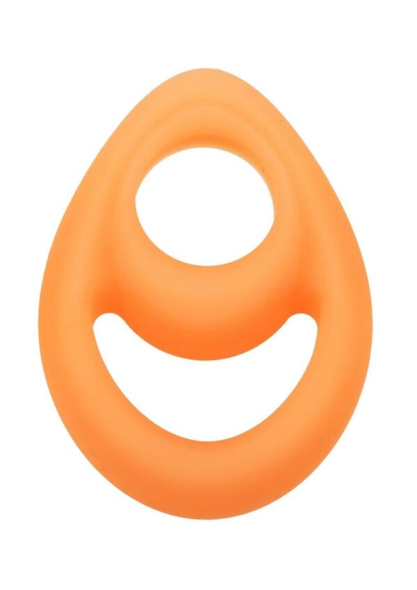 Alpha Glow in the Dark Liquid Silicone Teardrop Dual Ring - Orange - Image 2