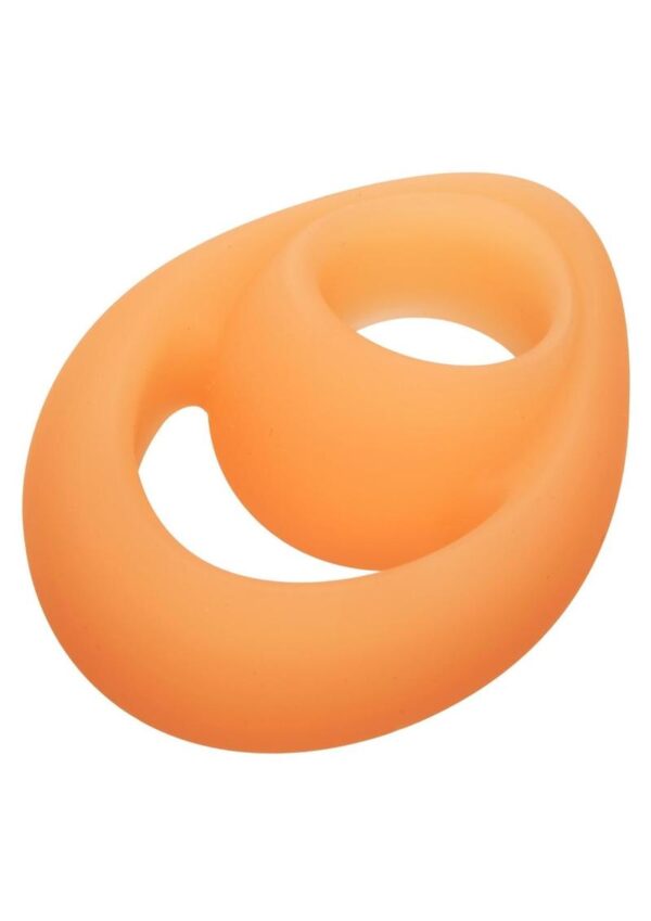 Alpha Glow in the Dark Liquid Silicone Teardrop Dual Ring - Orange - Image 3
