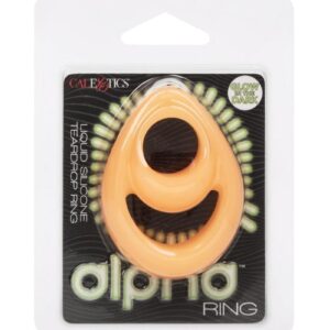 Alpha Glow in the Dark Liquid Silicone Teardrop Dual Ring - Orange
