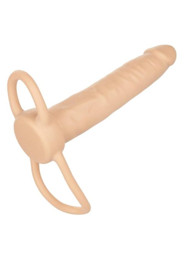 Accommodator Dual Penetrator Dildo Cock Ring - Vanilla - Image 3