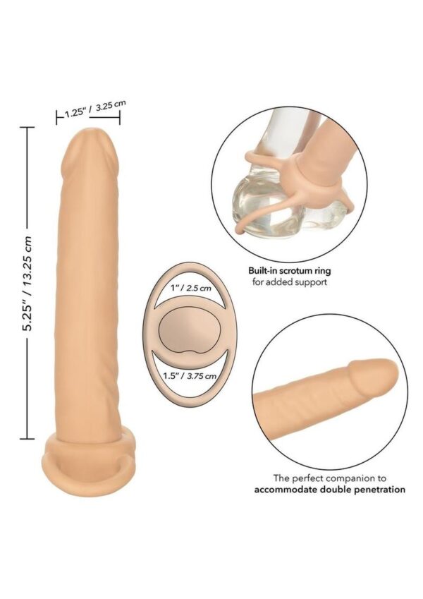 Accommodator Dual Penetrator Dildo Cock Ring - Vanilla - Image 4