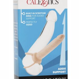 Accommodator Dual Penetrator Dildo Cock Ring - Vanilla