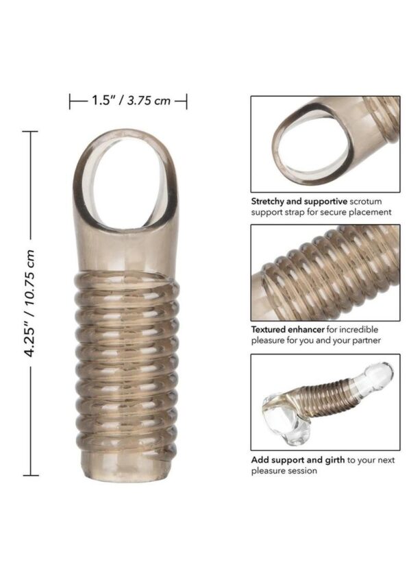 Stimulation Enhancer Textured Penis Sleeve 4.25in - Smoke - Image 4