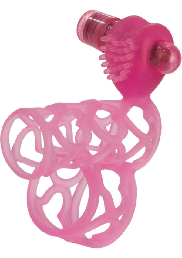 Lovers Cage Penis Enhancer and Cock Ring with Bullet - Pink - Image 2