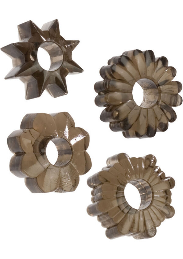 Basic Essentials Super Stretchy Enhancer Cock Rings - Smoke - Image 2