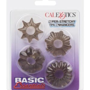 Basic Essentials Super Stretchy Enhancer Cock Rings - Smoke
