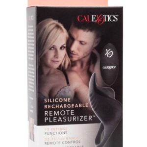 Silicone USB Rechargeable Pleasurizer Vibrating Couples Ring with Remote Control - Black