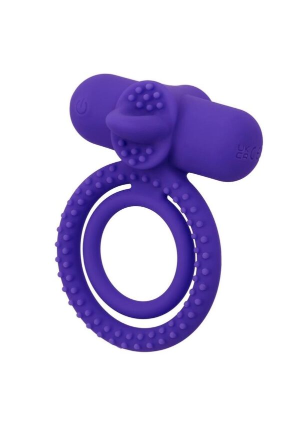 Silicone Rechargeable Dual Climaxer Cock Ring - Purple - Image 2