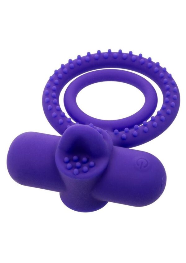 Silicone Rechargeable Dual Climaxer Cock Ring - Purple - Image 3