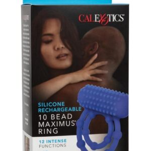 Silicone Rechargeable 10 Bead Maximus Couples Ring - Blue