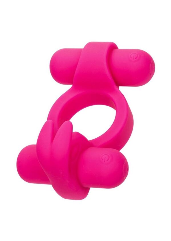 Silicone Rechargeable Rockin` Rabbit Cock Ring - Pink - Image 2