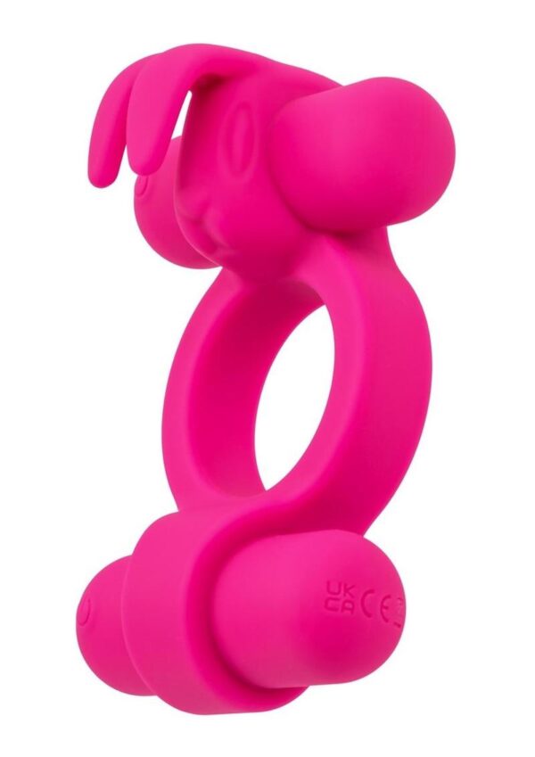 Silicone Rechargeable Rockin` Rabbit Cock Ring - Pink - Image 3