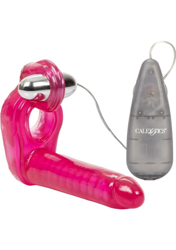Ultimate Triple Stimulator Vibrating Cock Ring with Wired Remote Control - Pink - Image 2