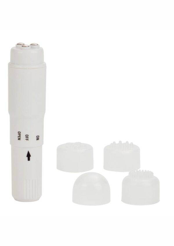 Compact Personal Travel Massager with 4 Interchangeable Heads - White - Image 2