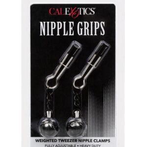 Nipple Grips Weighted Tweezer Nipple Clamps - Silver/Black