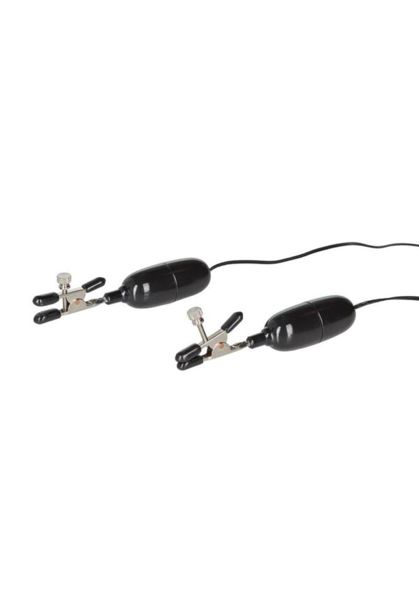 Nipple Play Vibrating Nipple Clamps with Wired Remote Control - Black - Image 3