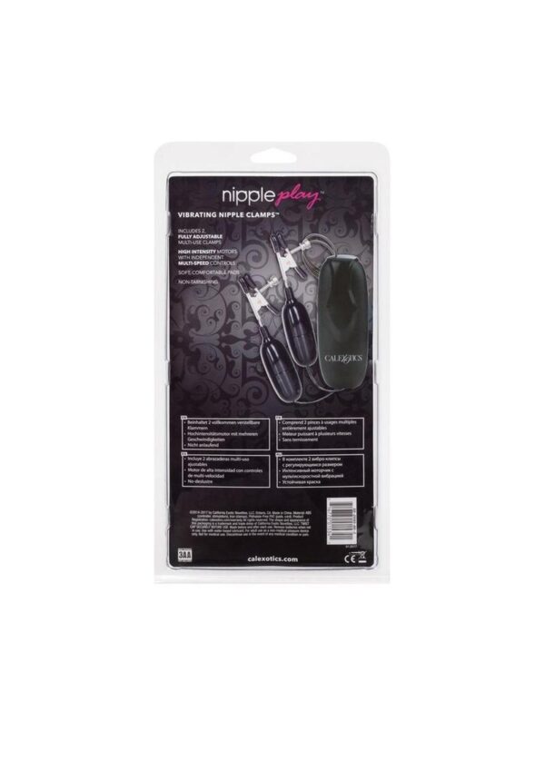 Nipple Play Vibrating Nipple Clamps with Wired Remote Control - Black - Image 4