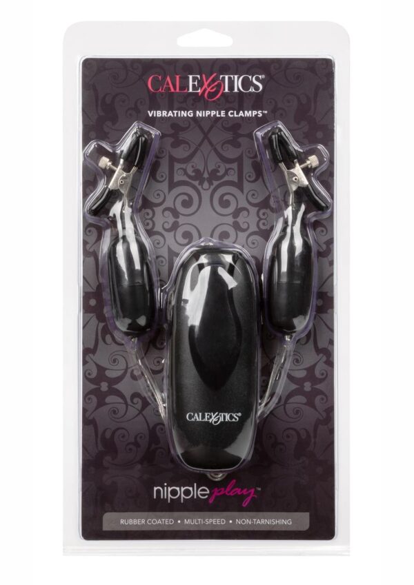 Nipple Play Vibrating Nipple Clamps with Wired Remote Control - Black