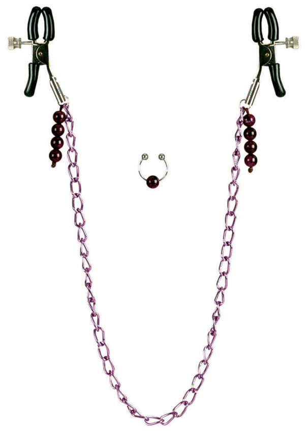 Nipple Play Purple Chain Nipple Clamps - Purple - Image 2