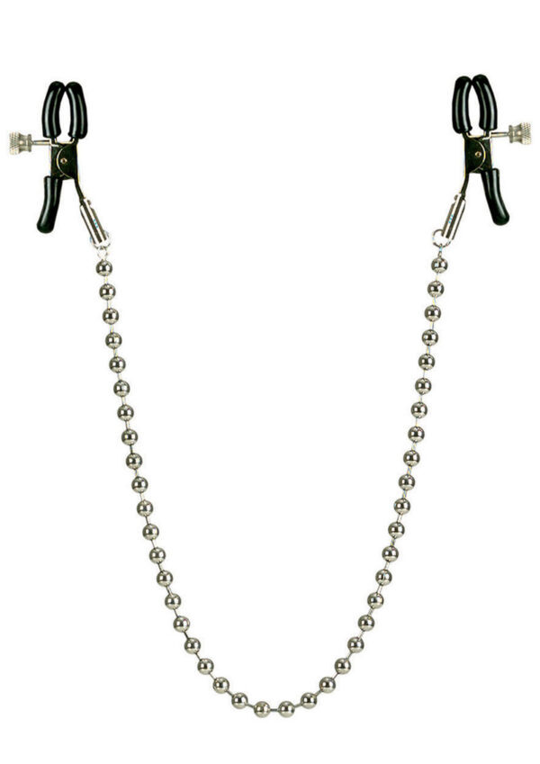 Nipple Play Silver Beaded Chain Nipple Clamps - Silver - Image 2