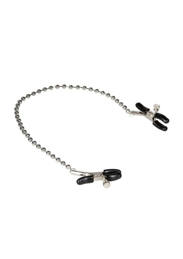 Nipple Play Silver Beaded Chain Nipple Clamps - Silver - Image 3