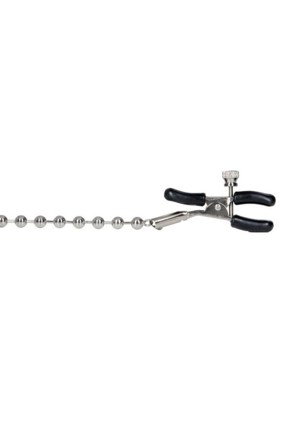 Nipple Play Silver Beaded Chain Nipple Clamps - Silver - Image 4