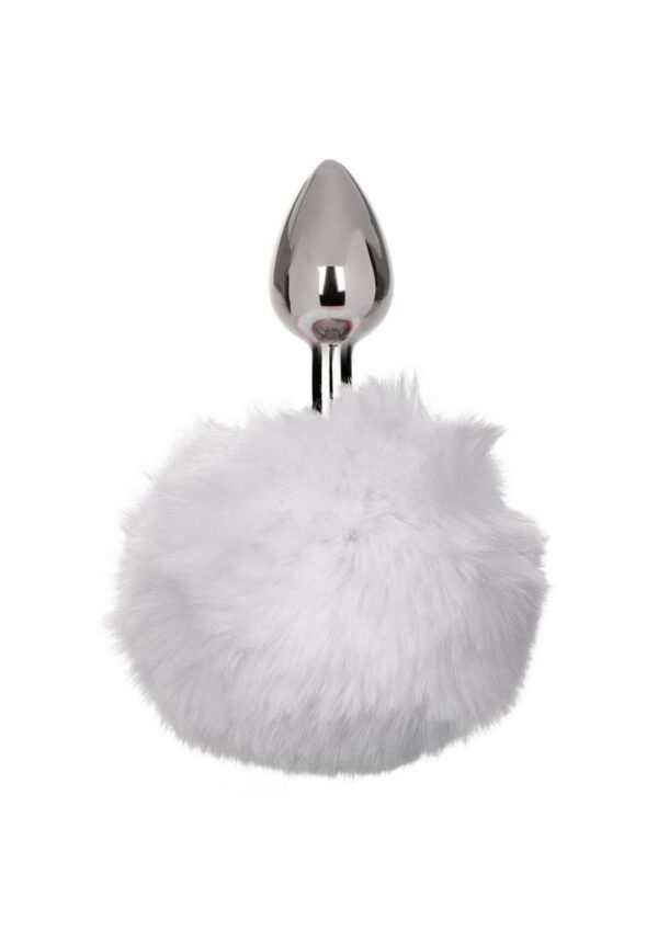 Running Wild Faux Fur Bunny Tail and Metallic Anal Plug - White - Image 2
