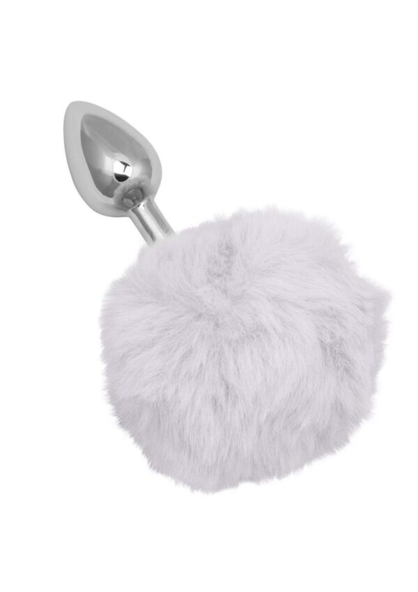 Running Wild Faux Fur Bunny Tail and Metallic Anal Plug - White - Image 3