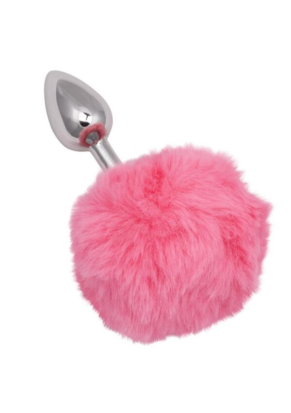 Running Wild Faux Fur Bunny Tail and Metallic Anal Plug - Pink - Image 3