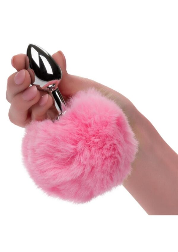 Running Wild Faux Fur Bunny Tail and Metallic Anal Plug - Pink - Image 4