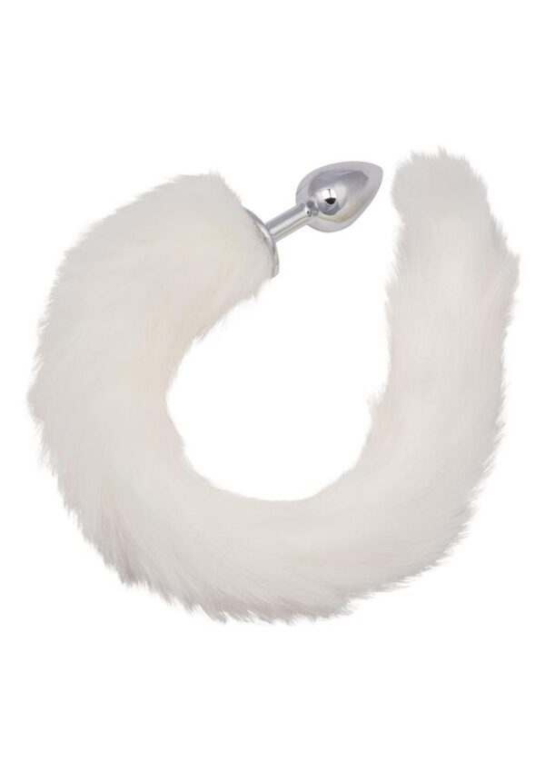 Running Wild Faux Fur Tail and Metallic Anal Plug - White - Image 2