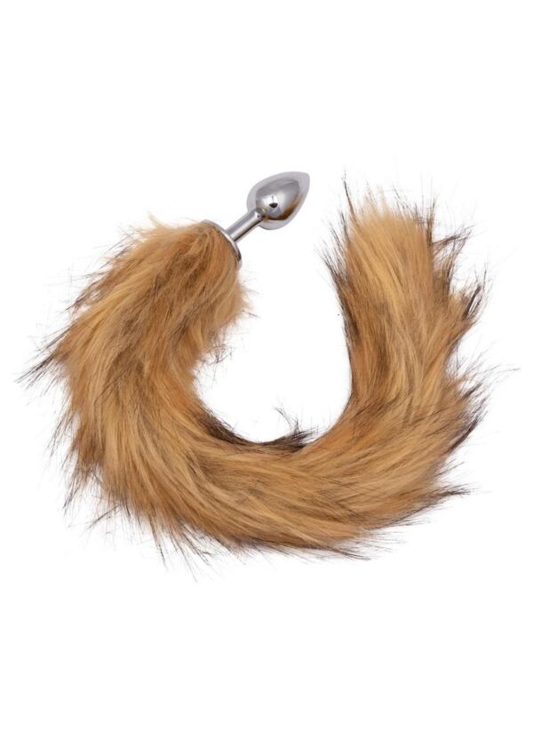 Running Wild Faux Fur Tail and Metallic Anal Plug - Brown - Image 2
